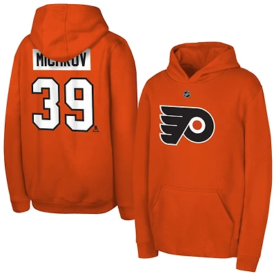 Sweat à capuche orange avec nom et numéro de joueur des Flyers Philadelphie pour jeunes Matvei Michkov