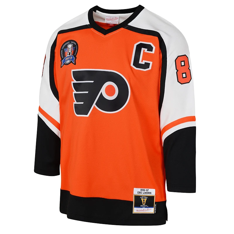 Youth Mitchell & Ness Eric Lindros Orange Philadelphia Flyers 1996/97 Power Play 2.0 Player Jersey with Captain Patch