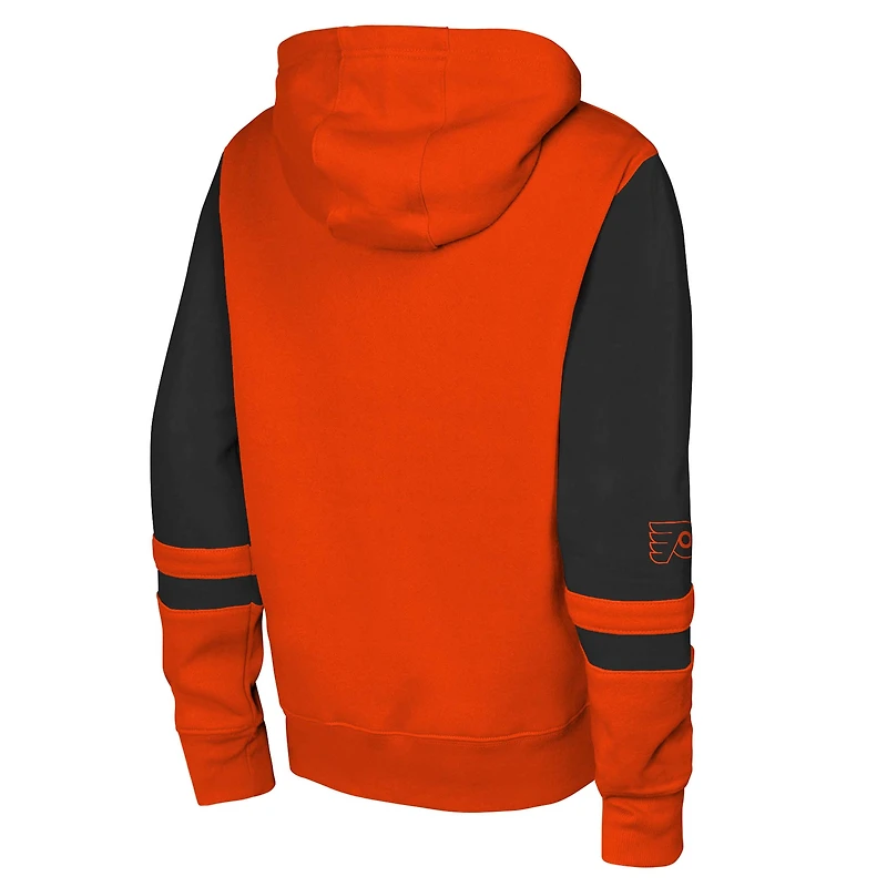 Sweat à capuche entièrement zippé orange Philadelphia Flyers Face Off pour jeunes