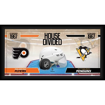Collage de hockey encadré 10" x 20" des Flyers de Philadelphie contre les Penguins de Pittsburgh