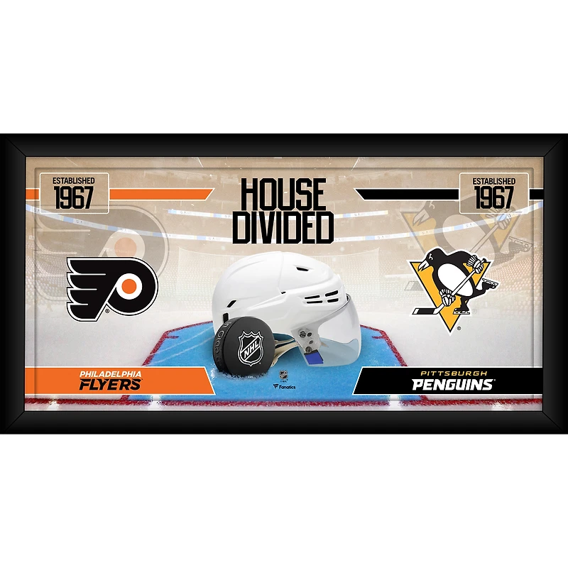 Philadelphia Flyers vs. Pittsburgh Penguins Framed 10" x 20" House Divided Hockey Collage