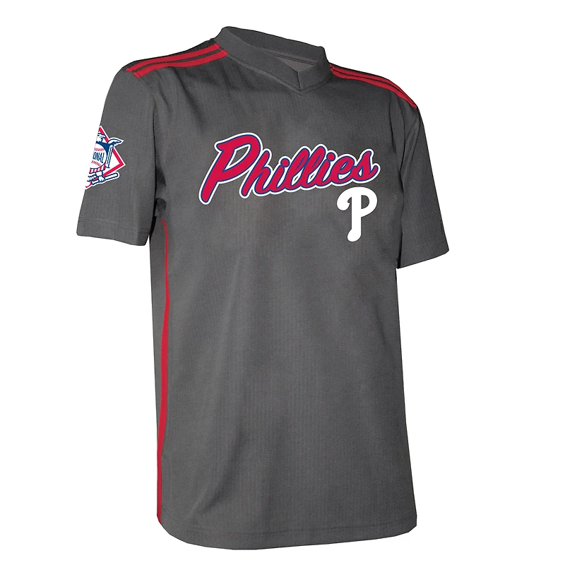 Maillot à col en V de l'équipe des Phillies Philadelphie anthracite Stitches pour jeunes