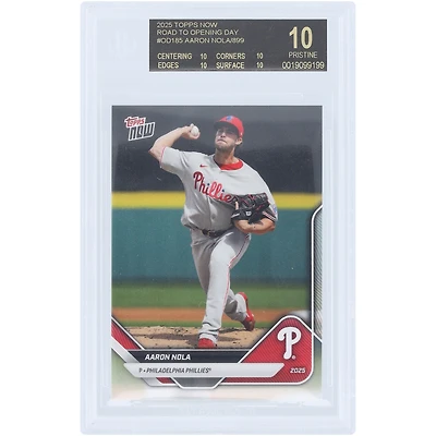 Aaron Nola Philadelphia Phillies 2025 Topps Now Road to Opening Day Black Label #OD-185 BGS Authenticated 10 Card - 10,10,10,10 Subgrades