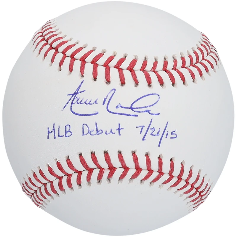 Ballon de baseball autographié par Aaron Nola des Philadelphia Phillies avec l'inscription « MLB Debut 7/21/15 »