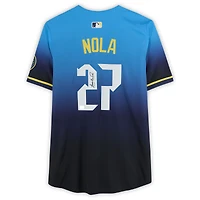 Maillot City Connect Limited bleu clair autographié par Aaron Nola des Phillies de Philadelphie