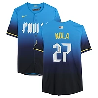 Maillot City Connect Limited bleu clair autographié par Aaron Nola des Phillies de Philadelphie