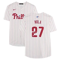 Maillot Nike blanc en édition limitée autographié par Aaron Nola des Phillies de Philadelphie