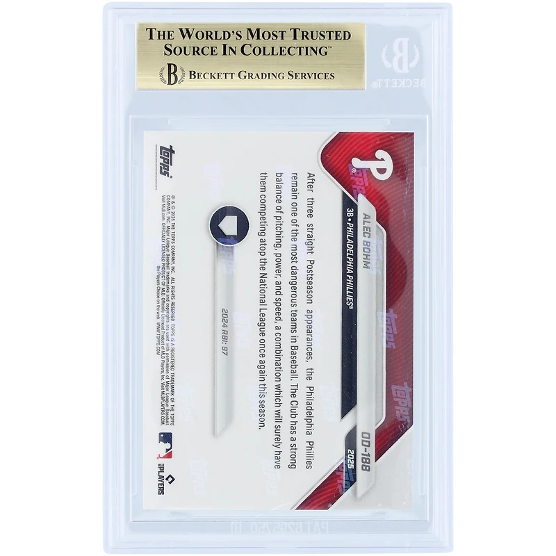 Alec Bohm Philadelphia Phillies 2025 Topps Now Road to Opening Day #OD-188 BGS Authenticated 10 Card - 10,10,10,9.5 Subgrades
