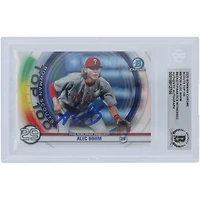 Carte autographiée 2020 Bowman Chrome Scouts Top 100 #BTP-29 Beckett Fanatics Witnessed Authenticated Card par Alec Bohm des Phillies de Philadelphie