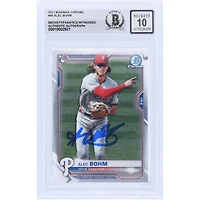 Alec Bohm Philadelphia Phillies Autographed 2021 Bowman Chrome #94 Beckett Fanatics Witnessed Authenticated 10 Rookie Card
