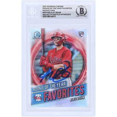 Alec Bohm Philadelphia Phillies autographié 2021 Bowman Chrome Rookie of the Year Favorites Refractor #RRY-AB Beckett Fanatics a vu une carte de recrue authentifiée