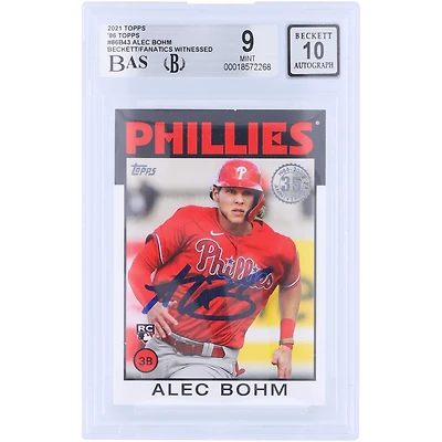 Alec Bohm Philadelphia Phillies Autographié 2021 Topps '86 Topps Design #86B-43 Beckett Fanatics Witnessed Authentifié 9/10 Rookie Card