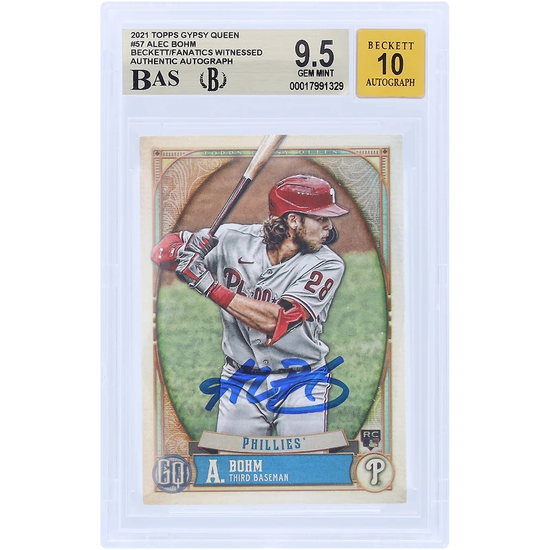 Alec Bohm Philadelphia Phillies Autographed 2021 Topps GQ #57 Beckett Fanatics Witnessed Authenticated 9.5/10 Rookie Card