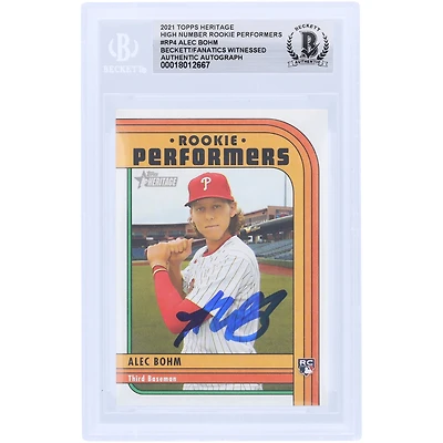 Alec Bohm Philadelphia Phillies Autographed 2021 Topps Heritage High Numbers Rookie Performers #RP-4 Beckett Fanatics Witnessed Authenticated Rookie Card