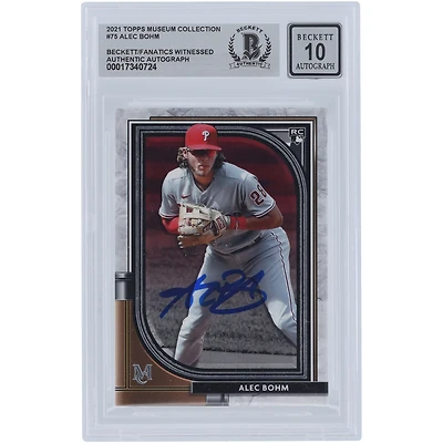 Alec Bohm Philadelphia Phillies Autographed 2021 Topps Museum Collection #75 Beckett Fanatics Witnessed Authenticated 10 Rookie Card