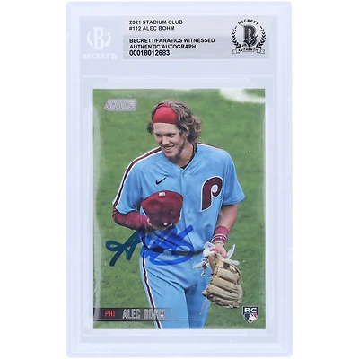 Alec Bohm Philadelphia Phillies autographié 2021 Topps Stadium Club #112 Beckett Fanatics a été témoin d'une carte de recrue authentifiée