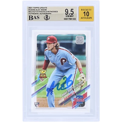 Carte de recrue autographiée 2021 Topps Update #US250 par Alec Bohm des Phillies de Philadelphie, carte de recrue authentifiée 9,5/10, vue par les fans de Beckett