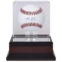 Baseball autographié par Alec Bohm des Philadelphia Phillies et vitrine de présentation de baseball en acajou