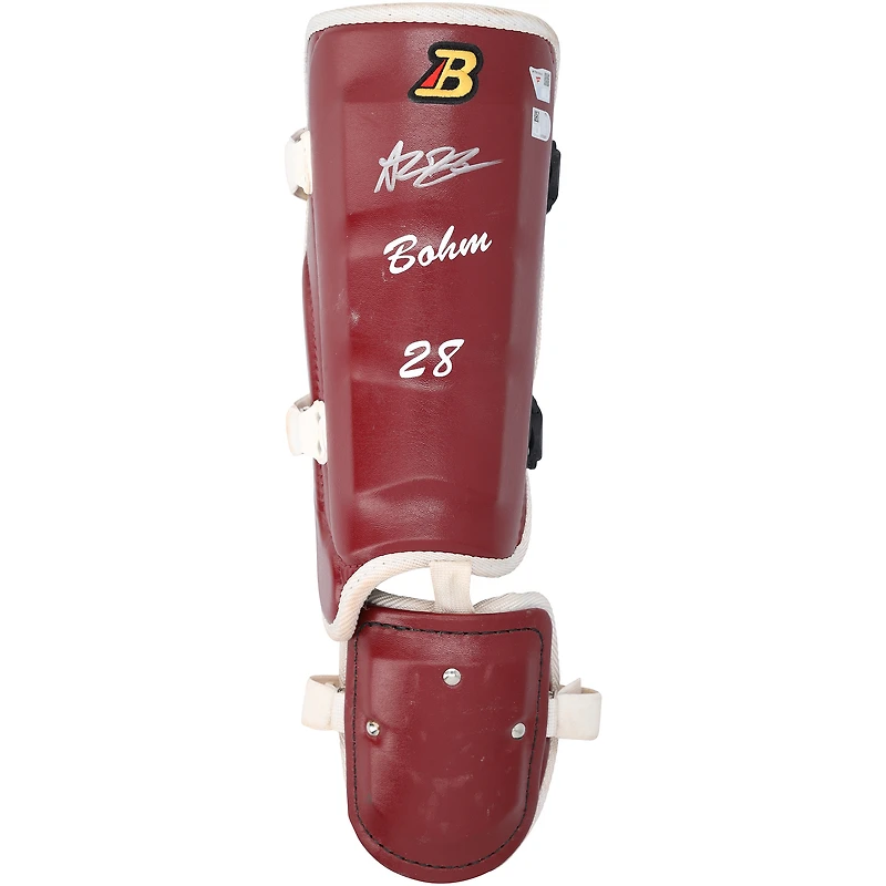 Jambe de protection Belgard bordeaux autographiée par Alec Bohm (Philadelphie Phillies) lors de la saison 2025 de la MLB - NF70450445