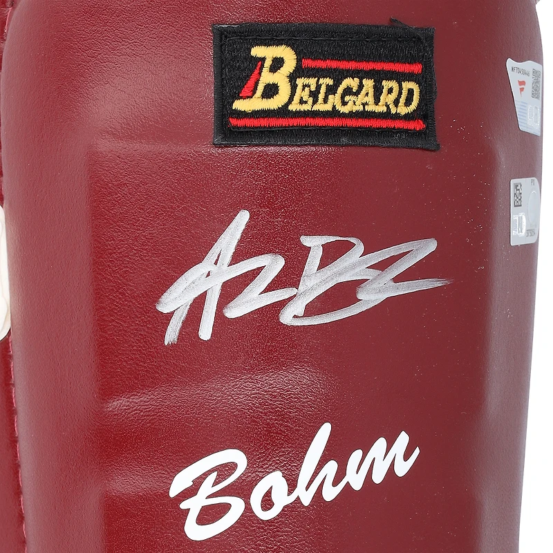 Alec Bohm Philadelphia Phillies Autographed Game-Used Burgundy Belgard Leg Guard from the 2025 MLB Season - NF70450446