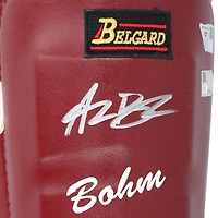 Alec Bohm Philadelphia Phillies Autographed Game-Used Burgundy Belgard Leg Guard from the 2025 MLB Season - NF70450446