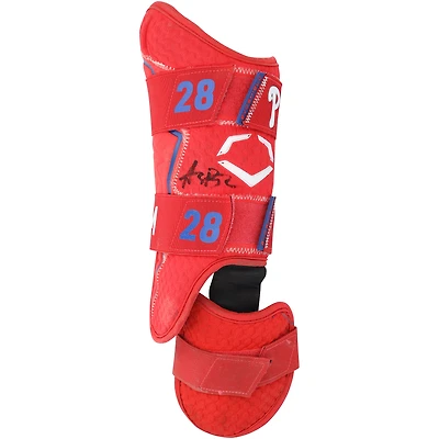 Jambière EvoShield rouge autographiée et utilisée en match par Alec Bohm (Phillies de Philadelphie) lors de la saison 2025 de la MLB - NF70450440