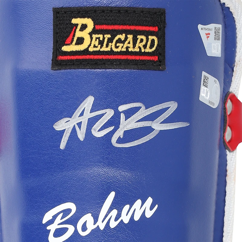 Alec Bohm Philadelphia Phillies Autographed Game-Used Royal Belgard Leg Guard from the 2025 MLB Season