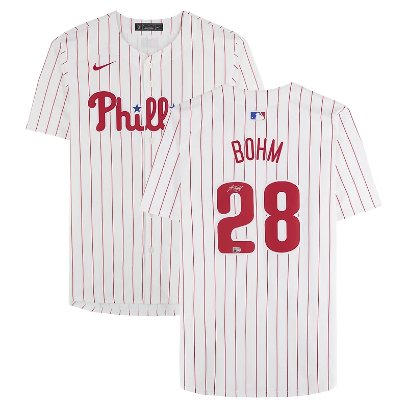 Maillot blanc Nike Limited autographié par Alec Bohm des Phillies de Philadelphie