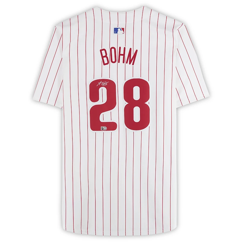 Maillot blanc Nike Limited autographié par Alec Bohm des Phillies de Philadelphie