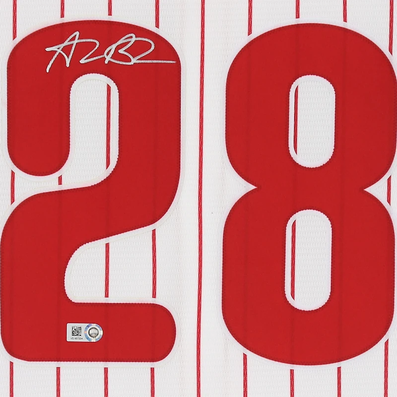 Maillot réplique blanc Nike autographié par Alec Bohm des Phillies de Philadelphie