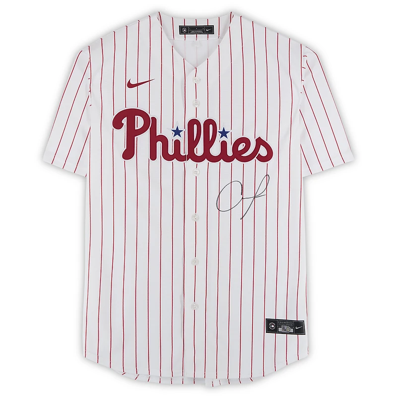 Maillot réplique blanc Nike autographié par Andrew Painter des Phillies de Philadelphie - Signature sur le devant