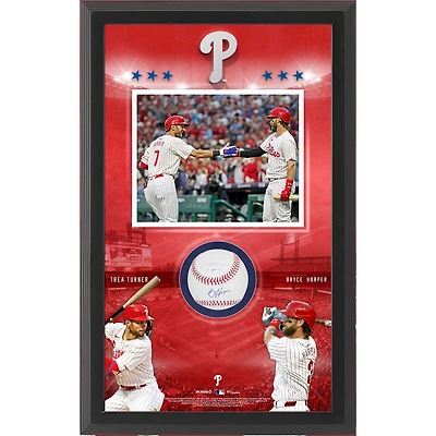 Bryce Harper & Trea Turner Philadelphia Phillies Autographed Framed Baseball with Shadowbox Collage