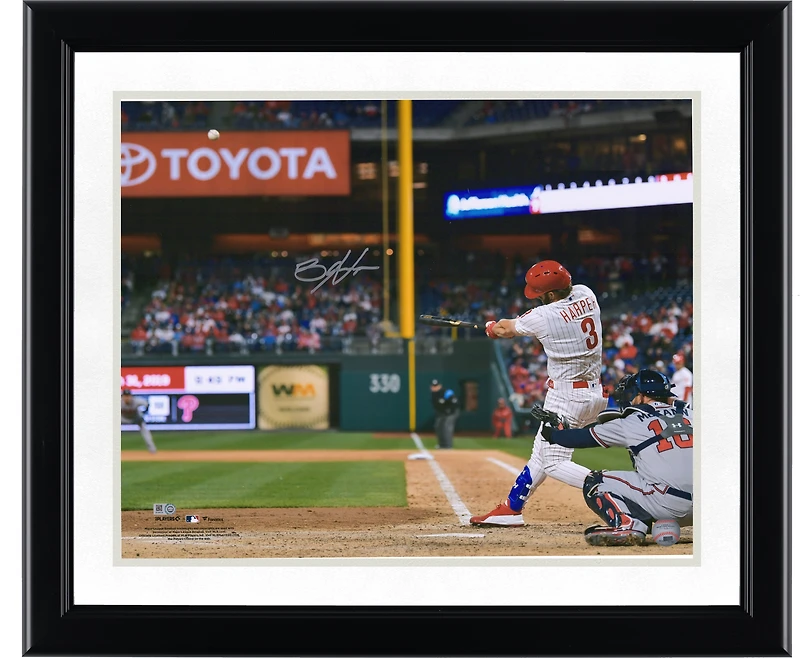 Bryce Harper Philadelphia Phillies Autographed 11" x 14" Swinging in White Jersey Horizontal Photograph