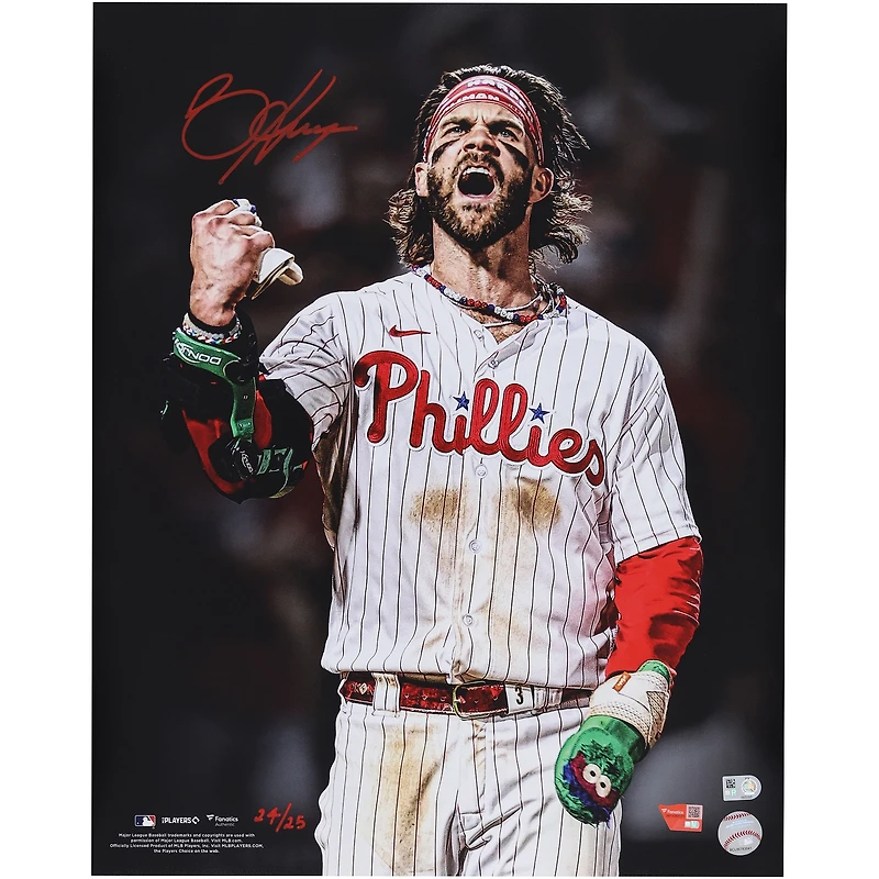 Photo dédicacée de Bryce Harper (Phillies de Philadelphie) - 40,6 x 50,8 cm (édition limitée à 25 exemplaires)