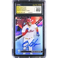 Bryce Harper Philadelphia Phillies Autographed 2021 Topps Finest Sky Blue Refractor #100 #/300 CGC Fanatics Witnessed Authenticated Auto 10 Card