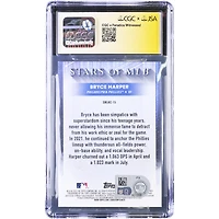 Bryce Harper Philadelphia Phillies Autographed 2022 Topps Chrome Stars of MLB Platinum #SMLBC-15 #1/1 CGC Authenticated 9/10 Card