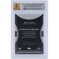 Bryce Harper Philadelphia Phillies Autographed 2022 Topps Sterling Game Used Tri-Color Relic #SSJPA-BH #2/3 BGS Authenticated 9/10 Card
