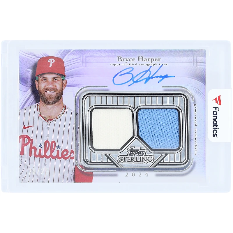 Bryce Harper Philadelphia Phillies Autographed 2025 Topps Sterling Dual Game-Used Relics #SSA-BH #20/25 Card