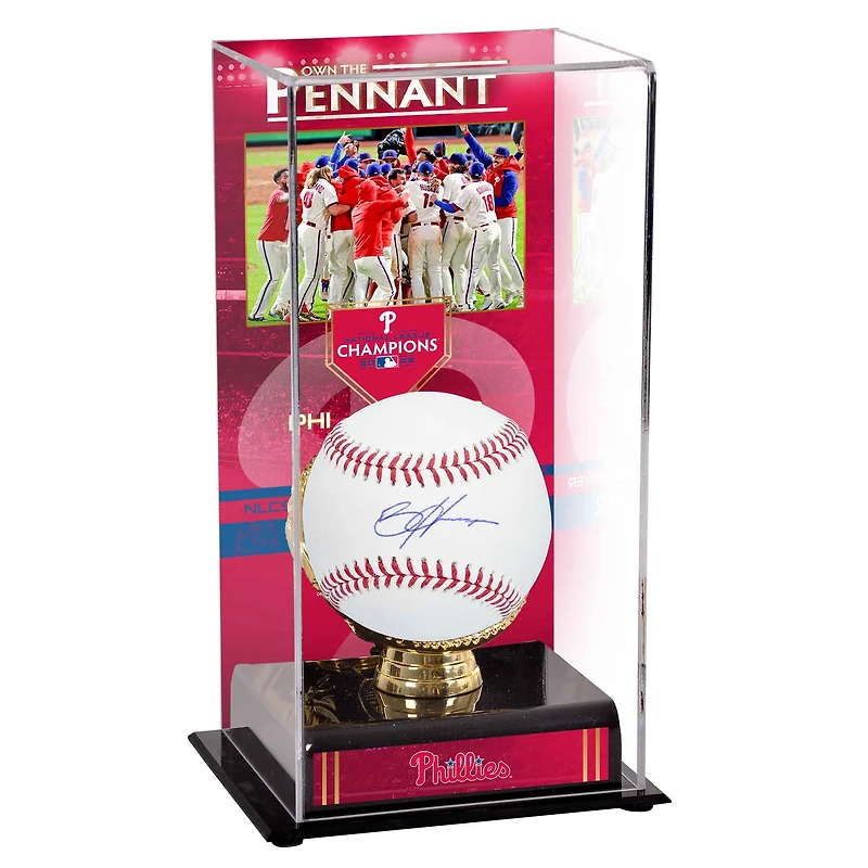 Présentoir de baseball autographié par Bryce Harper des Philadelphia Phillies et champion de la Ligue nationale 2022 sublimé