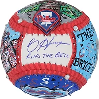 Balle de baseball dédicacée par Bryce Harper des Phillies de Philadelphie avec l'inscription « Ring The Bell » - Illustration de Charles Fazzino - HH98507491