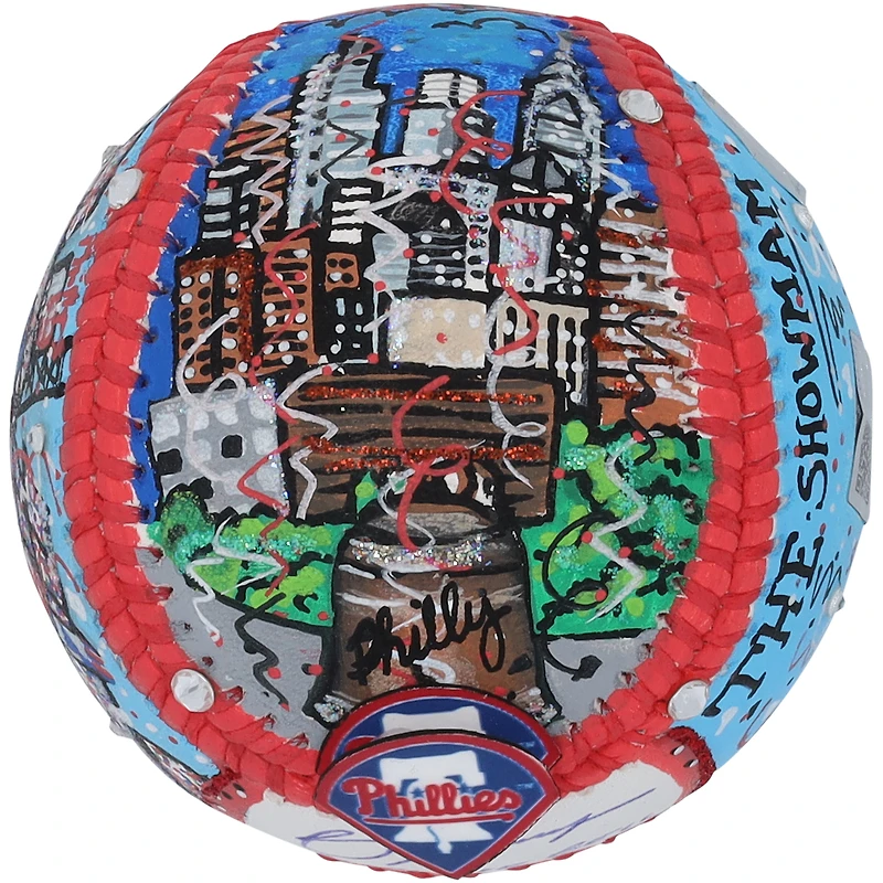 Balle de baseball dédicacée par Bryce Harper des Phillies de Philadelphie avec l'inscription « Ring The Bell » - Illustration de Charles Fazzino - HH98507491