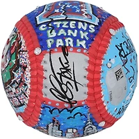 Balle de baseball dédicacée par Bryce Harper des Phillies de Philadelphie avec l'inscription « Ring The Bell » - Illustration de Charles Fazzino - HH98507491