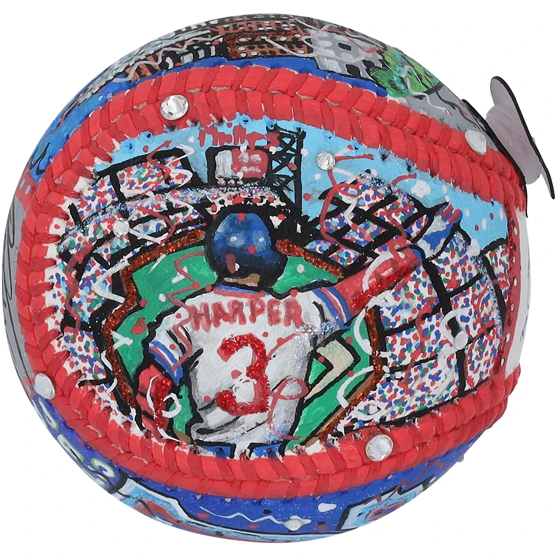 Balle de baseball dédicacée par Bryce Harper des Phillies de Philadelphie avec l'inscription « Ring The Bell » - Illustration de Charles Fazzino - HH98507491