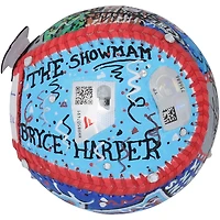 Balle de baseball dédicacée par Bryce Harper des Phillies de Philadelphie avec l'inscription « Ring The Bell » - Illustration de Charles Fazzino - HH98507491