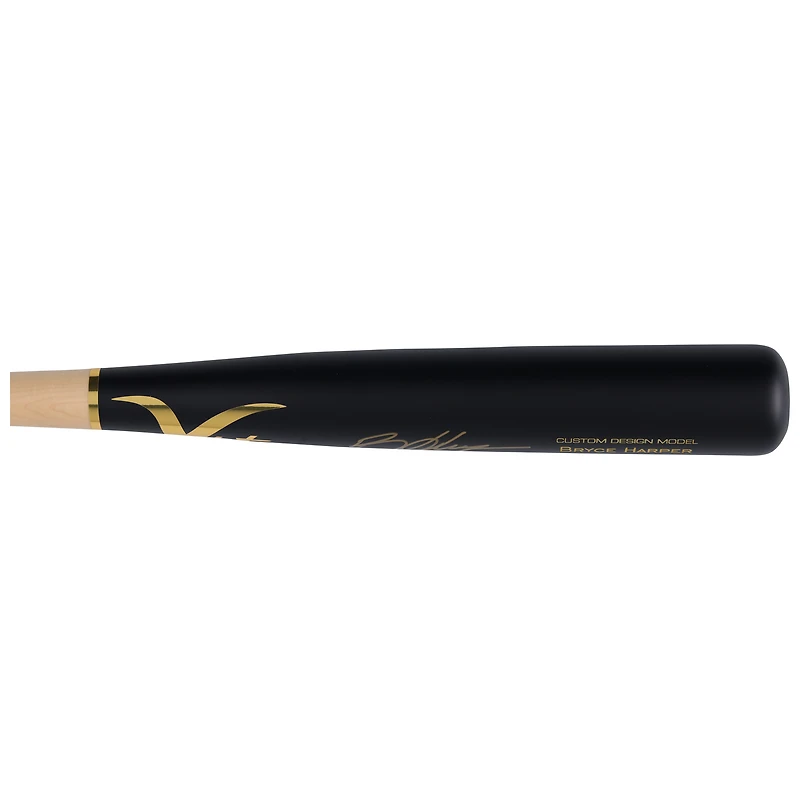Batte de baseball Victus Game Model dédicacée par Bryce Harper des Philadelphia Phillies avec manche blond et canon noir