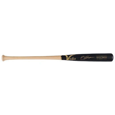 Batte de baseball Victus Game Model dédicacée par Bryce Harper des Philadelphia Phillies avec manche blond et canon noir