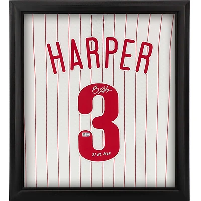 Bryce Harper Philadelphia Phillies Autographed Framed White Nike Authentic Jersey Shadowbox 