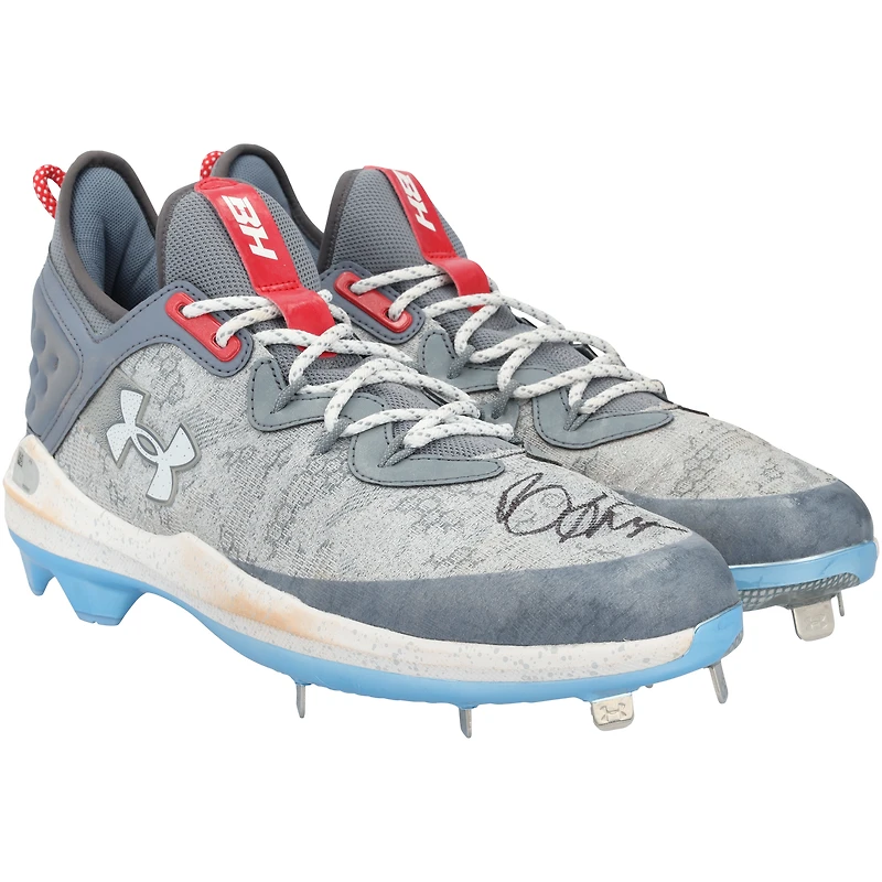 Bryce Harper Philadelphia Phillies Autographed Game-Used Gray/White Under Armour Cleats from the 2025 MLB Season - HH98515045-46