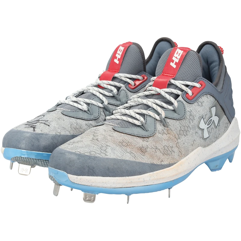 Bryce Harper Philadelphia Phillies Autographed Game-Used Gray/White Under Armour Cleats from the 2025 MLB Season - HH98515045-46
