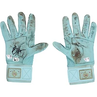 Bryce Harper Philadelphia Phillies Autographed Game-Used Teal Under Armour Batting Gloves from the 2025 MLB Season - HH98515053-54